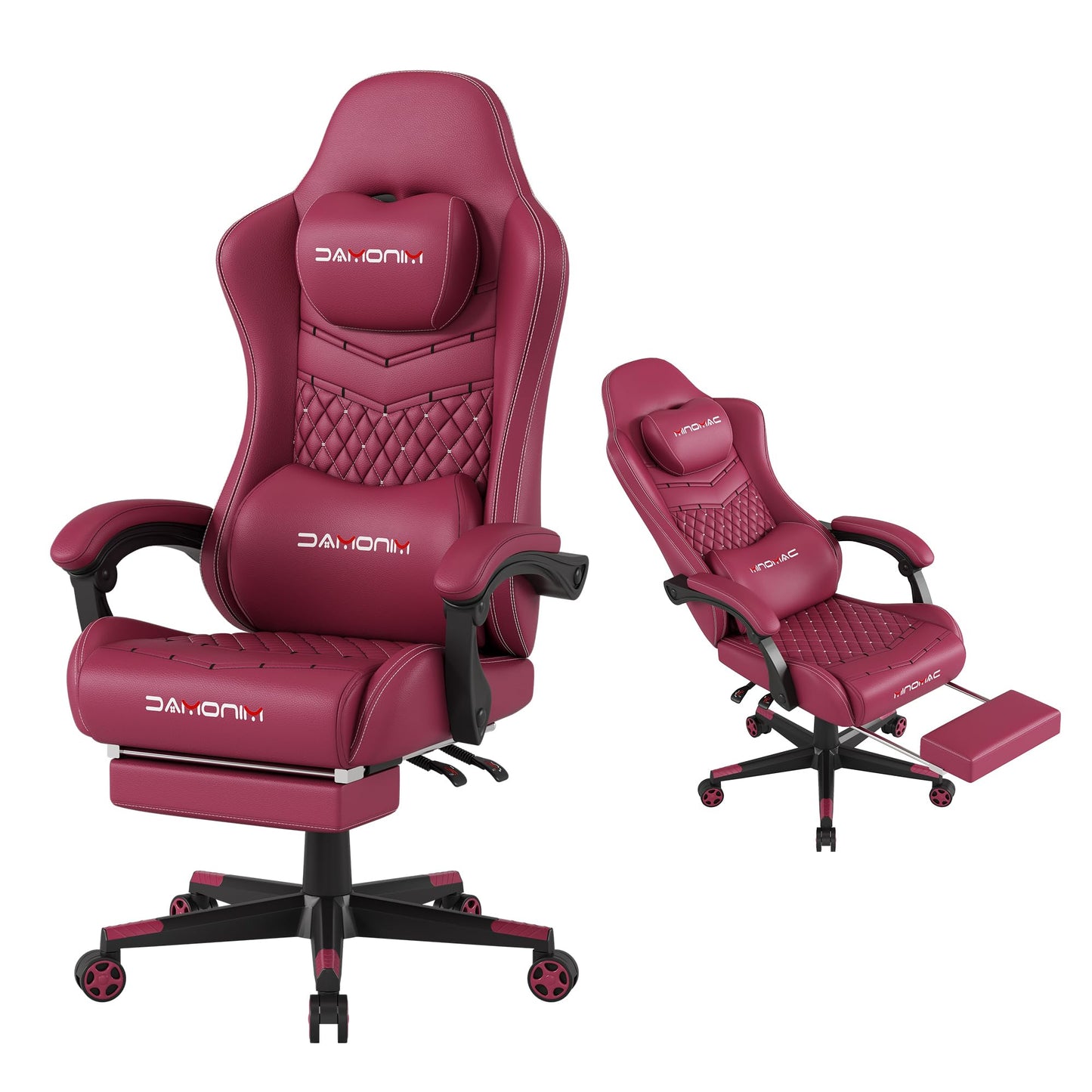 MINOMAC Gaming Chair, 400 lbs Adult Chair, High Back Computer Chair with Footrest and Linked Armrests, Office Video Game Chair with Lumbar Support (RED)