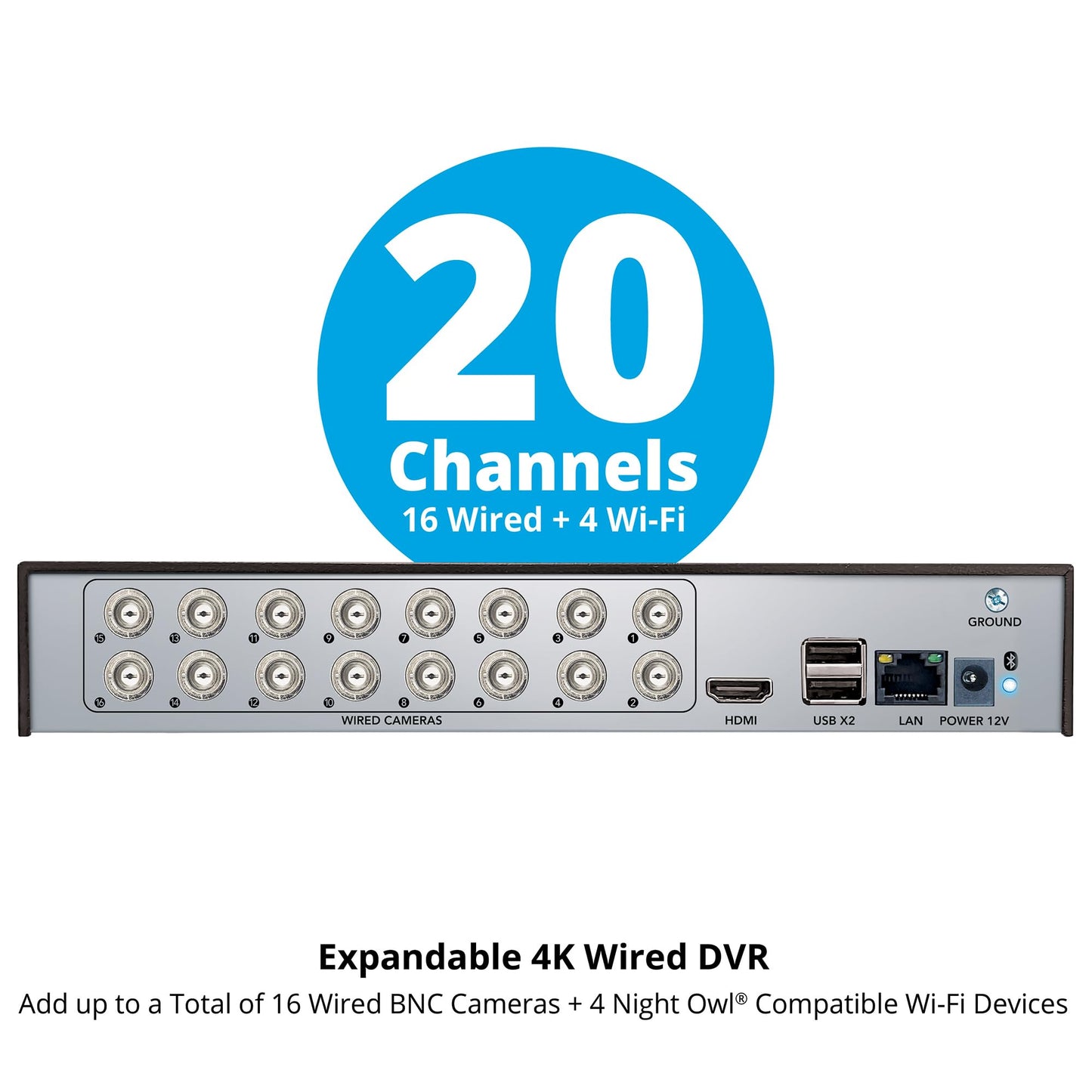 Night Owl 2-Way Audio 20 Channel DVR Video Home Security Camera System with 12 (2 Bullet 10 Dome) Wired 4K HD Indoor/Outdoor Deterrence Cameras and 2TB Hard Drive (2 Bullet/10 Dome - 20 Channel)