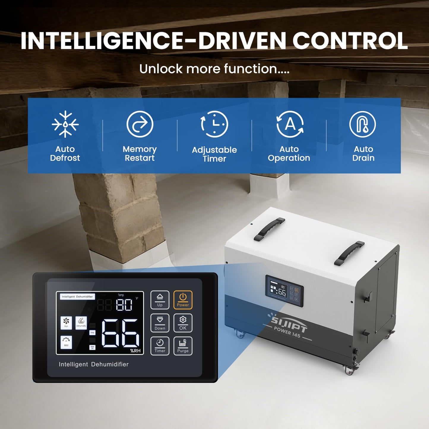 145 Pint Dehumidifier with Pump for 6000 Sq Ft Basement, Energy Star