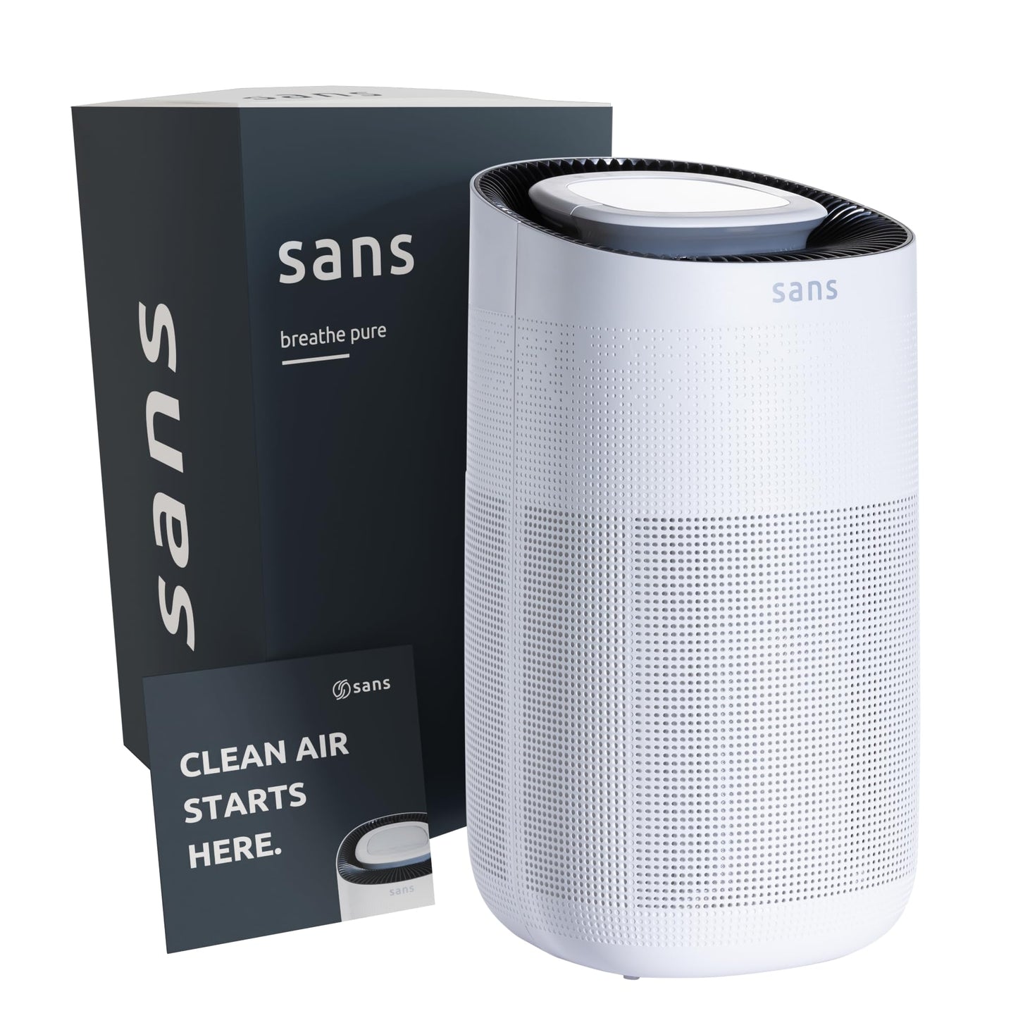 Sans True HEPA Air Purifier for Extra Large Rooms (1,854 sq ft) | UV-C Light Layer & Carbon Odor Absorption | Quiet 35dB Auto-Mode, Captures Smoke, Dust & Allergens (White)