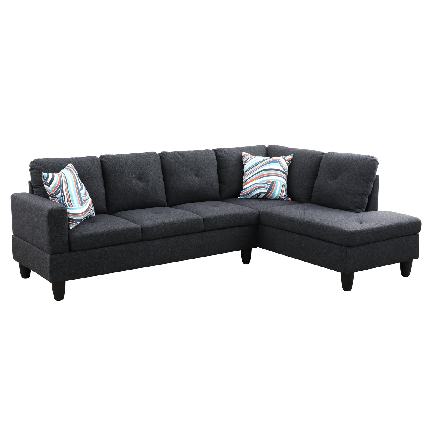 NicBex 97" L Shaped Couch Sectional Couches for Living Room, 2-Piece Linen Modular Sofa with Movable Chaise & Deep Seat for Apartment, Bedroom, Office, Black Grey