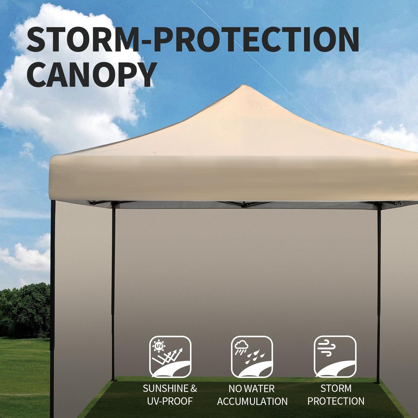 10x10 Pop up Canopy Tent with Sidewalls,Heavy Duty Waterproof Sun Shade Canopy Easy up Canopy with Wheel Bag Commercial Gazebo Tent for Outdoors Parties Vendors Camping Beach (Khaki)