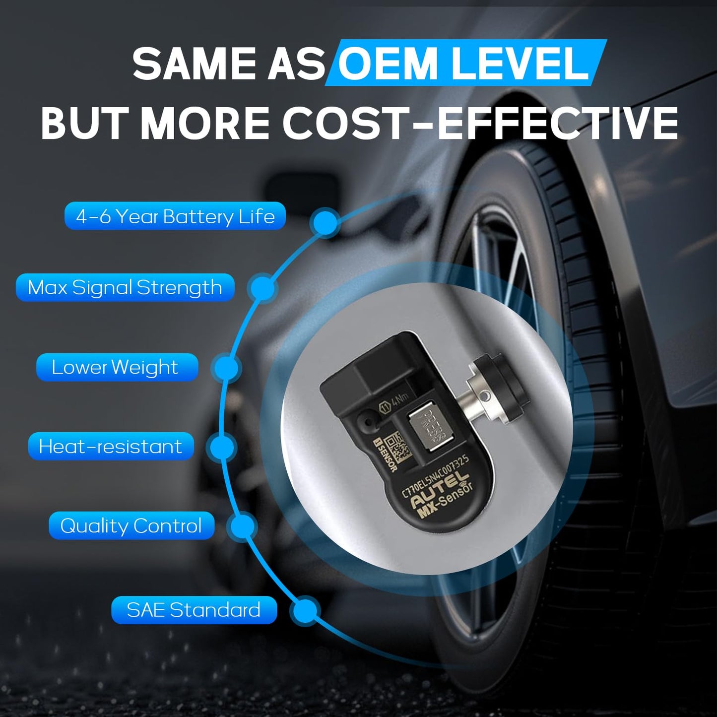 Autel TPMS Sensors 2in1 MX-Sensor 315MHz + 433MHz Press-in Tire Pressure Monitor System Sensor OE-Level TPMS Sensor Programmable by Autel TPMS Tool with TS408 TS508WF TS601, (Metal Stem Set of 16)