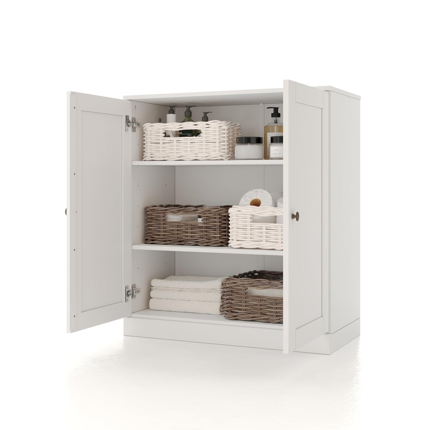 100% Solid Wood 32" Bathroom Cabinet with Shaker Wood Doors