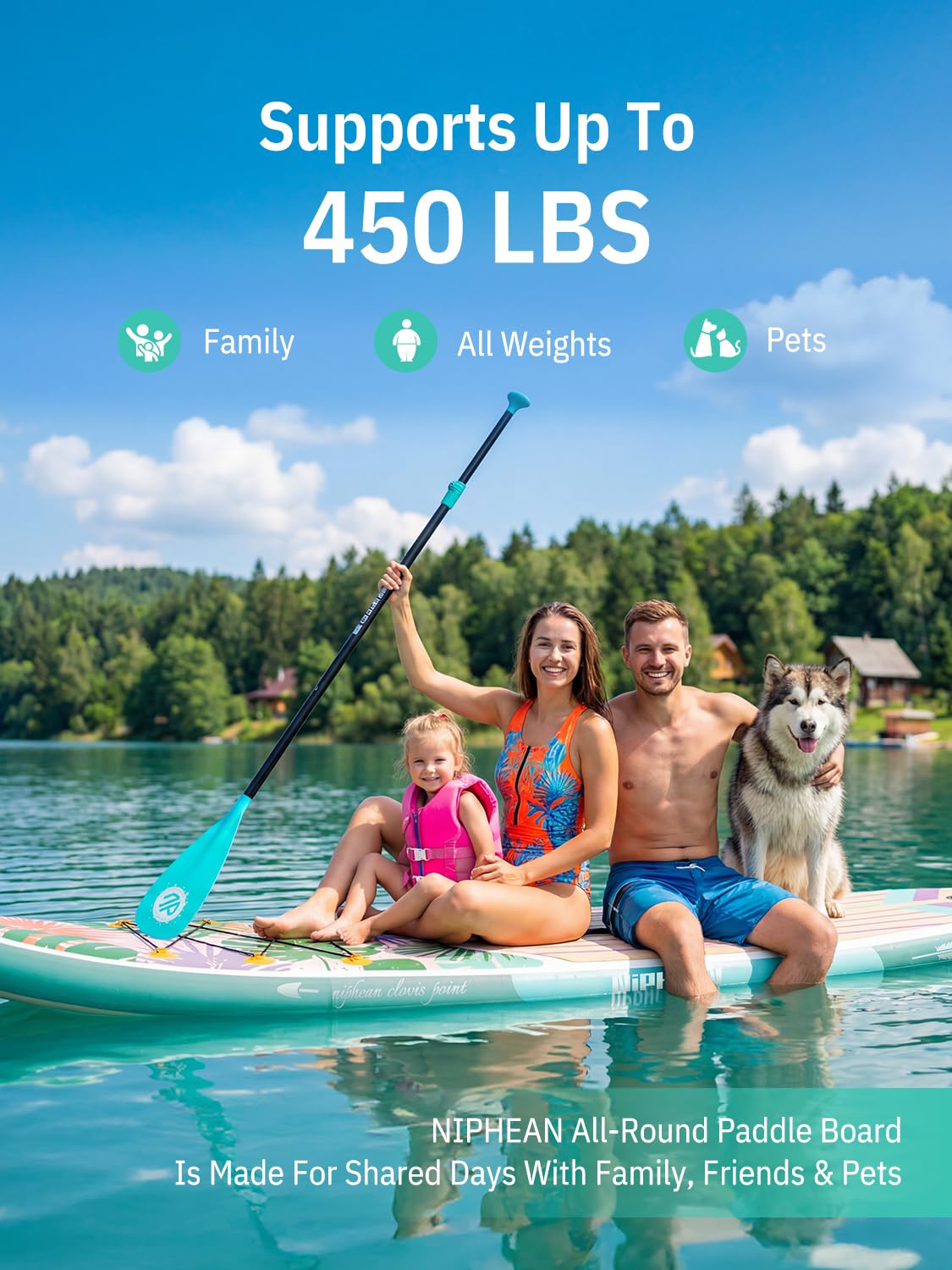 Niphean Inflatable Stand Up Paddle Board with Stabiltrac Fin Design and SUP Accessories, Anti-Slip EVA Deck, 10’6’’ Inflatable Paddle Boards for Adults & Youth of All Skill Levels
