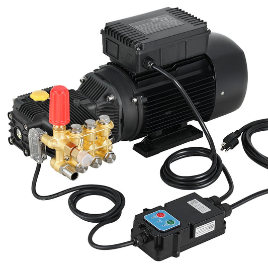 VEVOR Electric Pressure Washer Pump Kit, 1220 PSI, 2.2 GPM, Triplex Power Washer Pump with 2 HP Motor 120 V, Adjustable Water Pressure, for Washing Cars, Gardens, Exterior Walls, Machinery Equipment