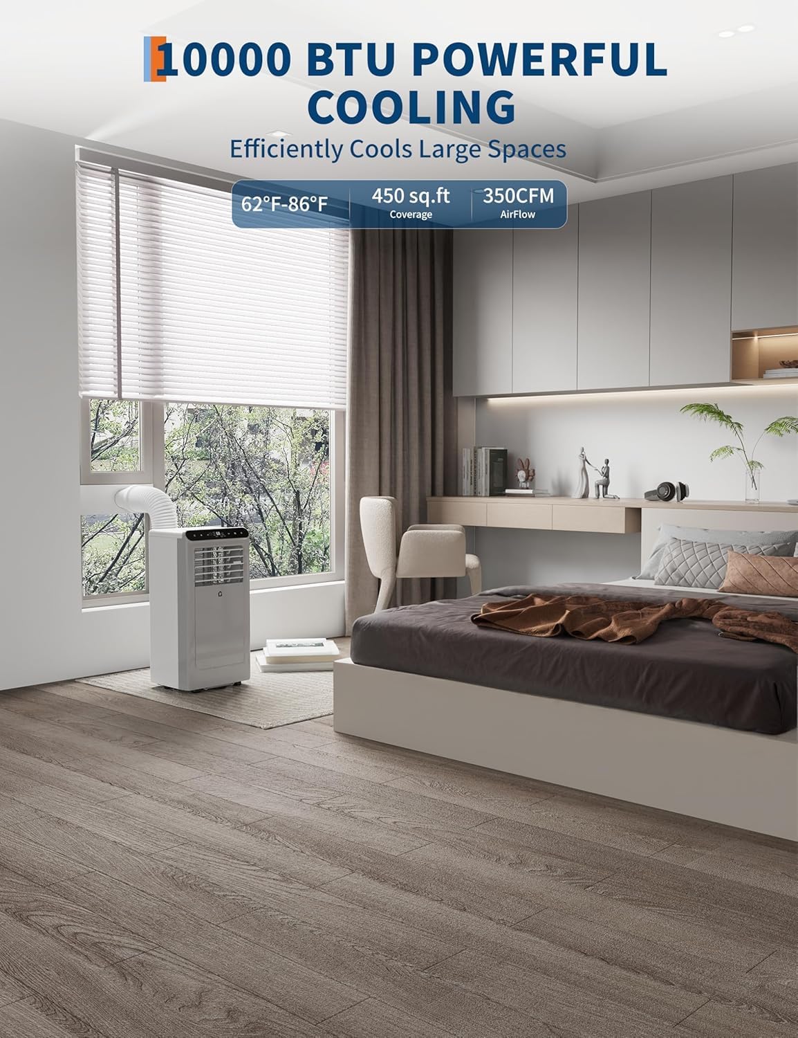 Garvee 10,000 BTU Portable Air Conditioner, 3-in-1 Portable AC Unit with Cool, Dehumidifier & Fan Modes, Covers Rooms up to 450 sq.ft, Sleep Mode, Remote Control, Timer & Full Window Kit
