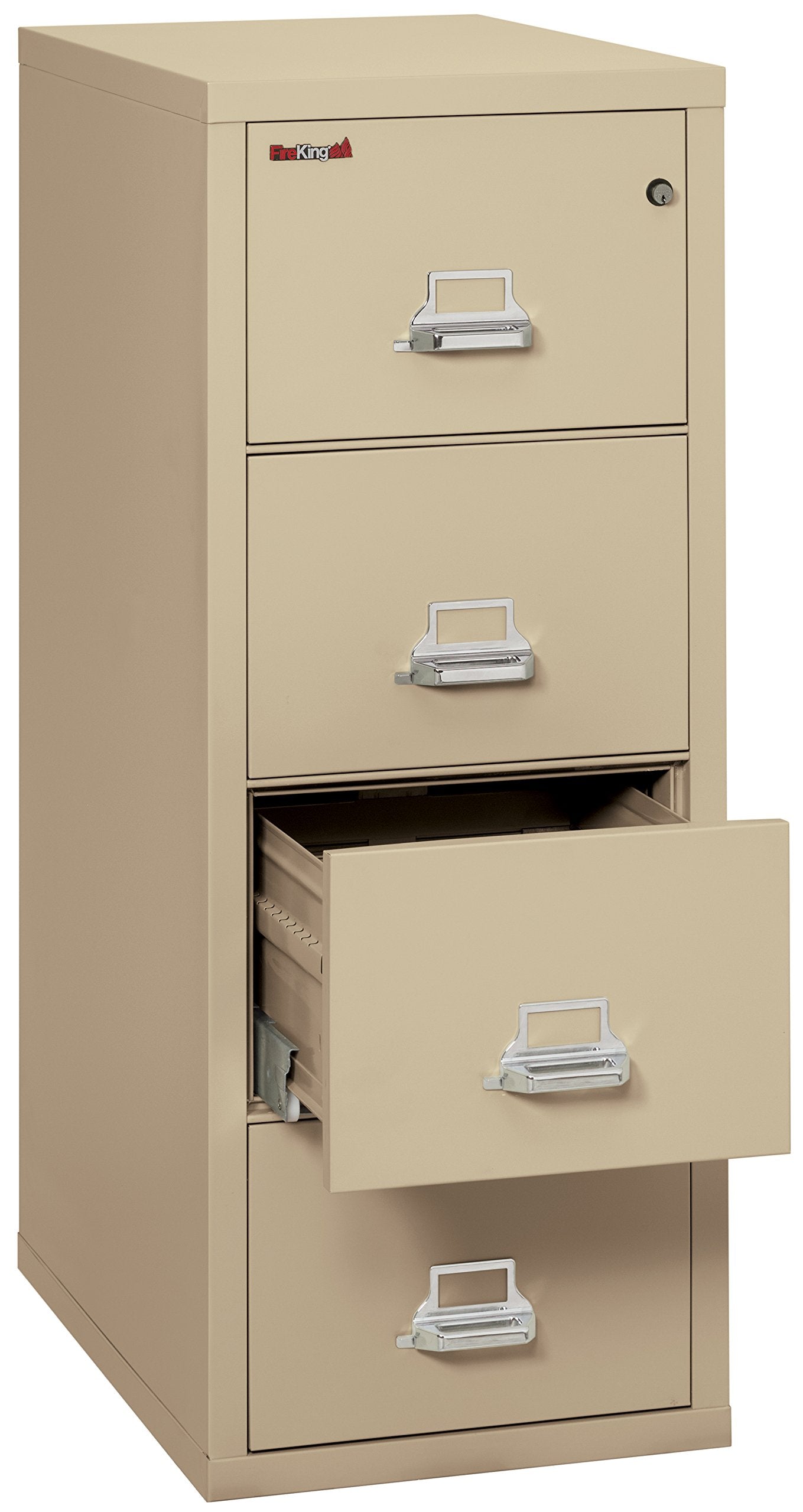 FireKing Vertical 4 Drawer Legal Fire Safe File Cabinet with Key Lock, 1 Hour Fire Rated, UL Rated & Water Resistant Home Safe, Made in The USA, Parchment
