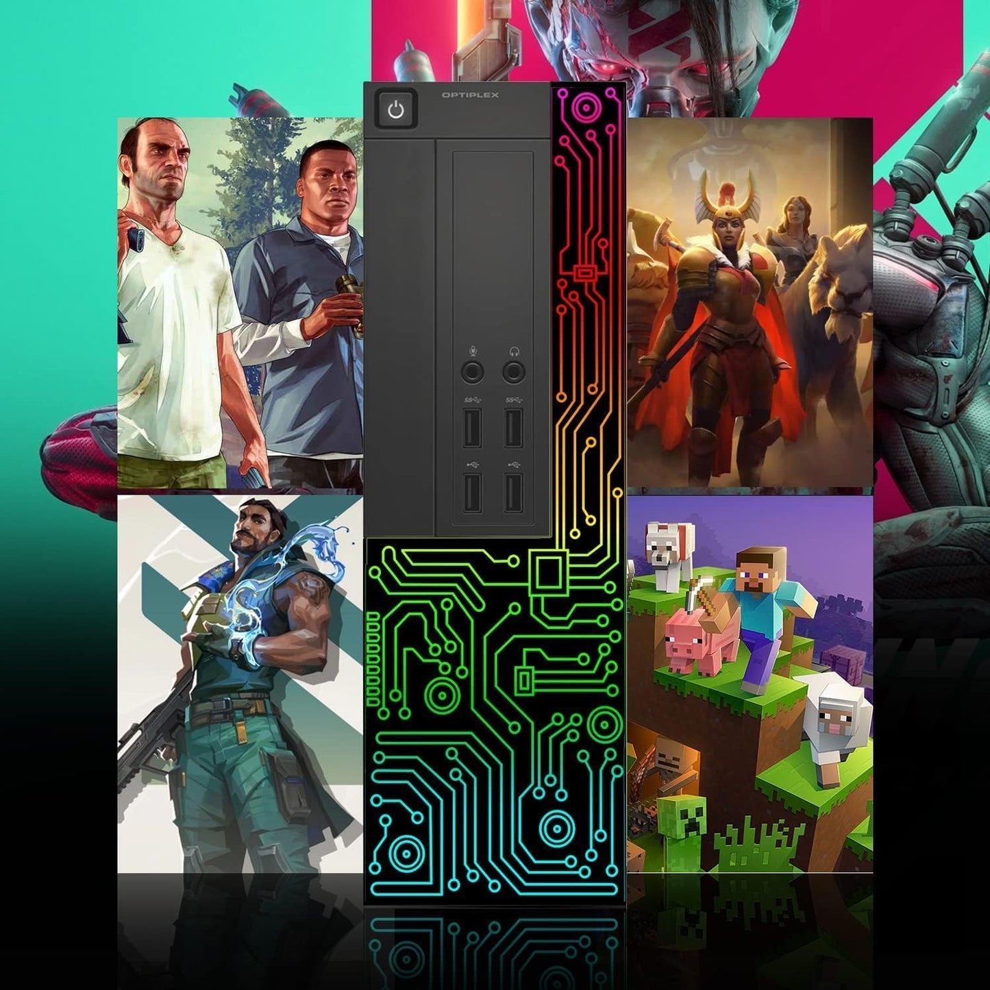 Dell RGB Gaming Desktop PC Computer, Intel Core i5 CPU, GeForce GT 1030 2G, 16GB RAM, 512GB SSD, 24 Inch HDMI Monitor, RGB Keyboard & Mouse & Headset, WiFi, Windows 11 Pro (Renewed)