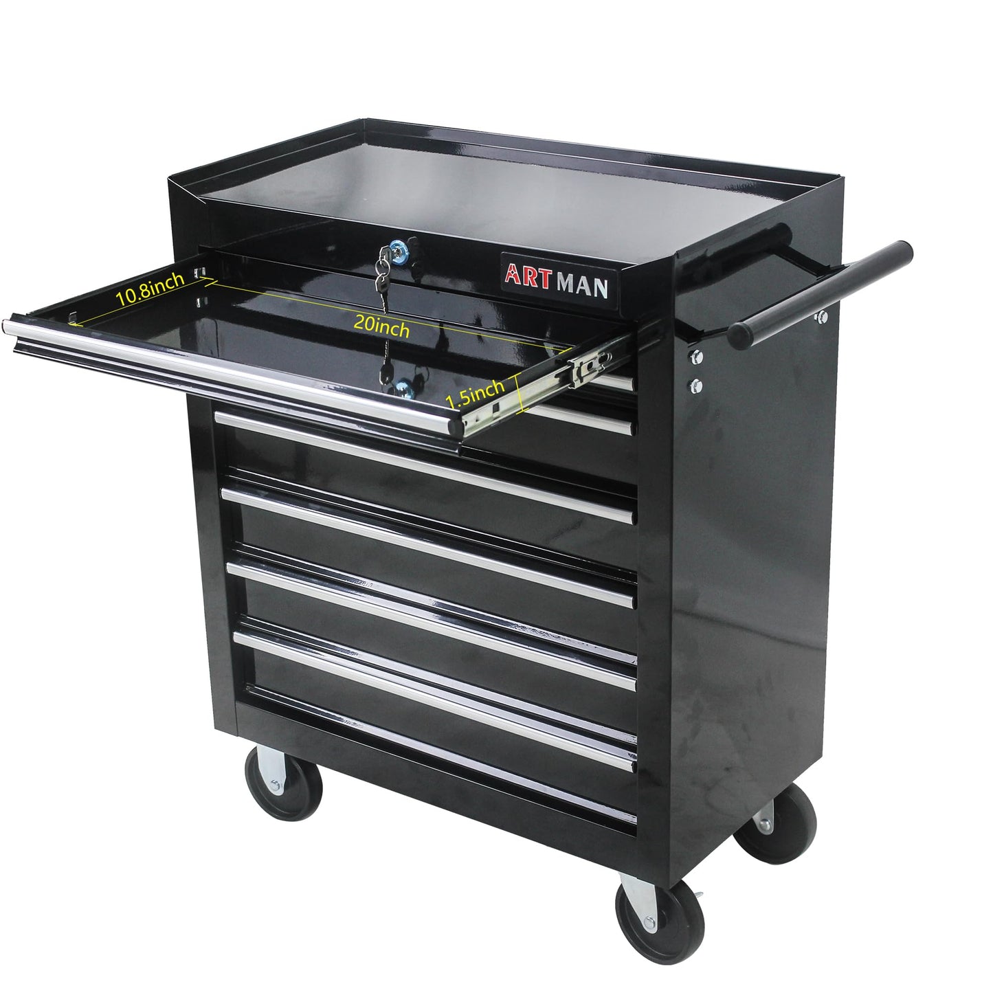 EliteZ 7-Drawer Rolling Tool Box, Tool Chest with Wheels and Locking System,High Capacity Tool Storage Cabinet Organizer (Black)