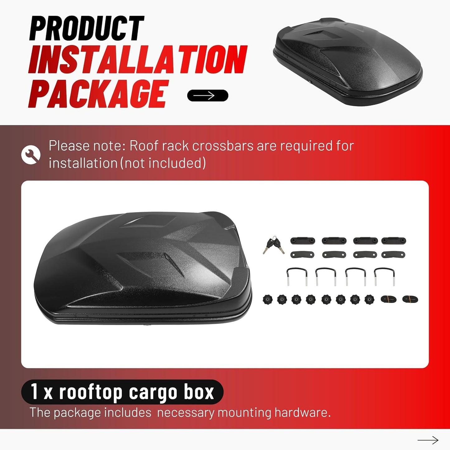 ALMULOO 15 Cubic Roof Cargo Box Lockable Dual-Side Opening Roof Top Carrier