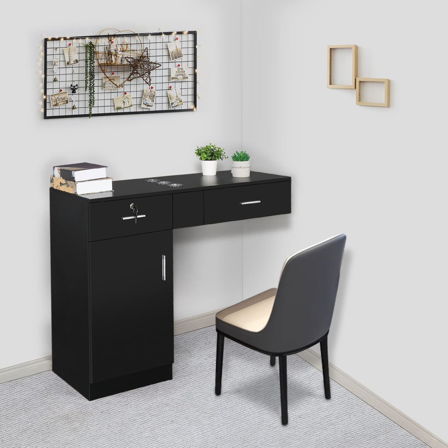 Wall Mount Salon Hair Styling Beauty Spa Equipment Wall Mount Salon Station Hair Styling, Barber Salon Stations Storage Cabinet, Beauty Spa Equipment professional Salon Wall Mounted shelf station