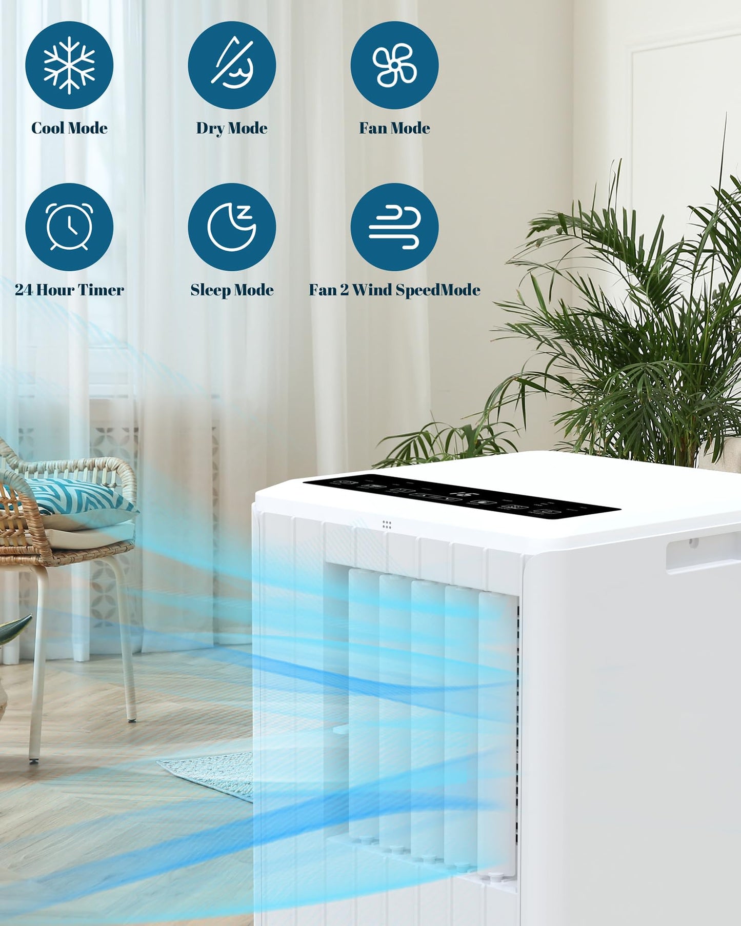 GarveeTech 8,000 BTU Portable Air Conditioner for Indoor Rooms, 3 in-1 AC Unit for Bedroom 250-350 Sq.Ft, Dehumidifier, Fan, Sleep Mode, 24 Timer, Remote Control, Window Kits