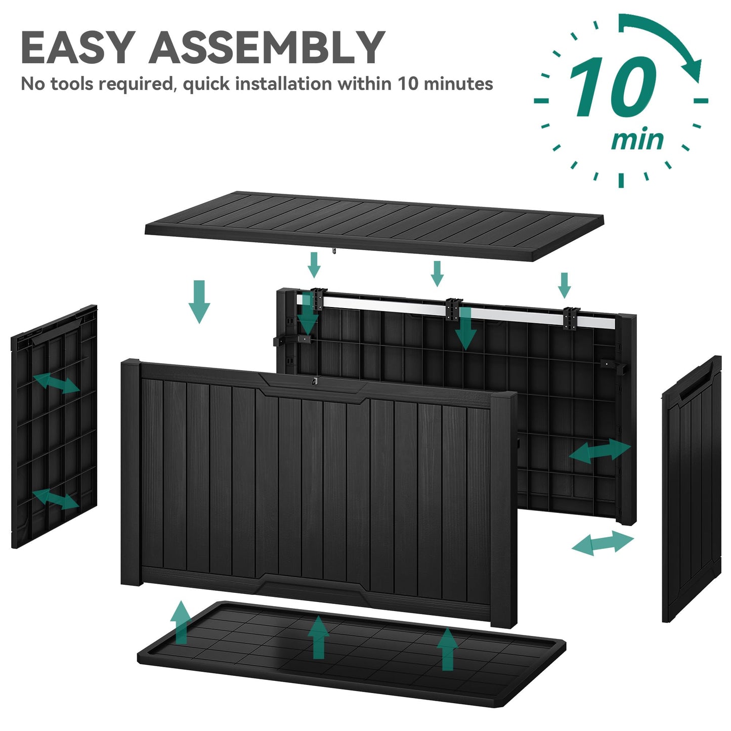 YITAHOME XXL 230 Gallon Large Outdoor Storage Deck Box for Patio Furniture, Outdoor Cushions, Garden Tools and Sports/Pools Equipment, Weather Resistant Resin, Lockable (Black)