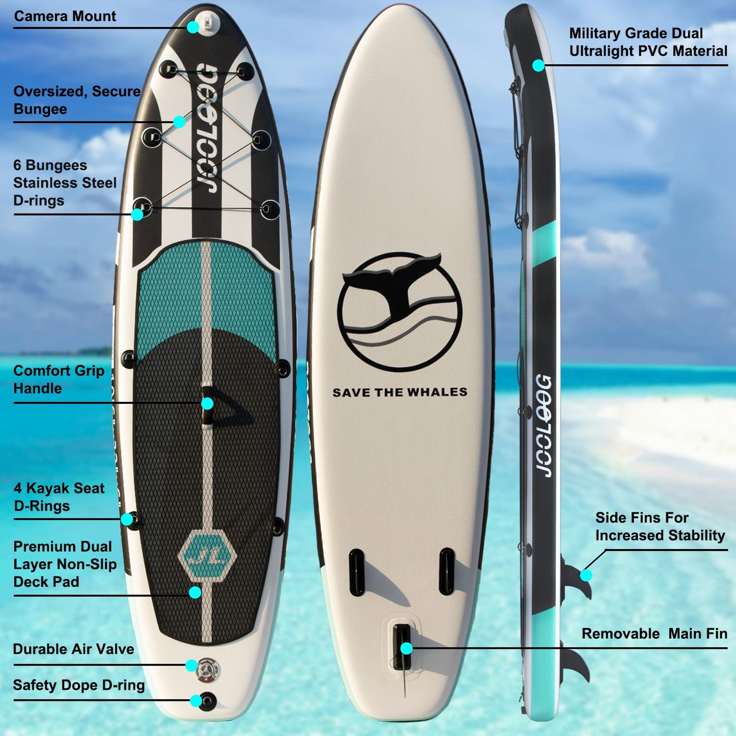 Inflatable Stand Up Paddle Board with Seat, 10'6" SUP 440LBS, Recreational Paddleboard for Adults Beginners, Blow Up Paddle Board with Fishing Design, Camera Mount, Cooler Bag & Full Accessories
