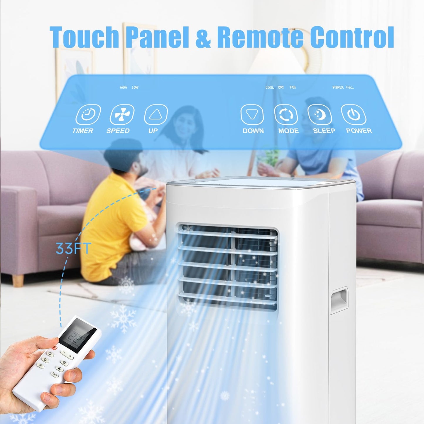 Portable Air Conditioners, 3-in-1 8500 BTU Cooling Unit with Fan & Dehumidifier for Room, Quiet Operation, Cools up to 450 sq.ft, Complete Window Installation Kit for Home Office