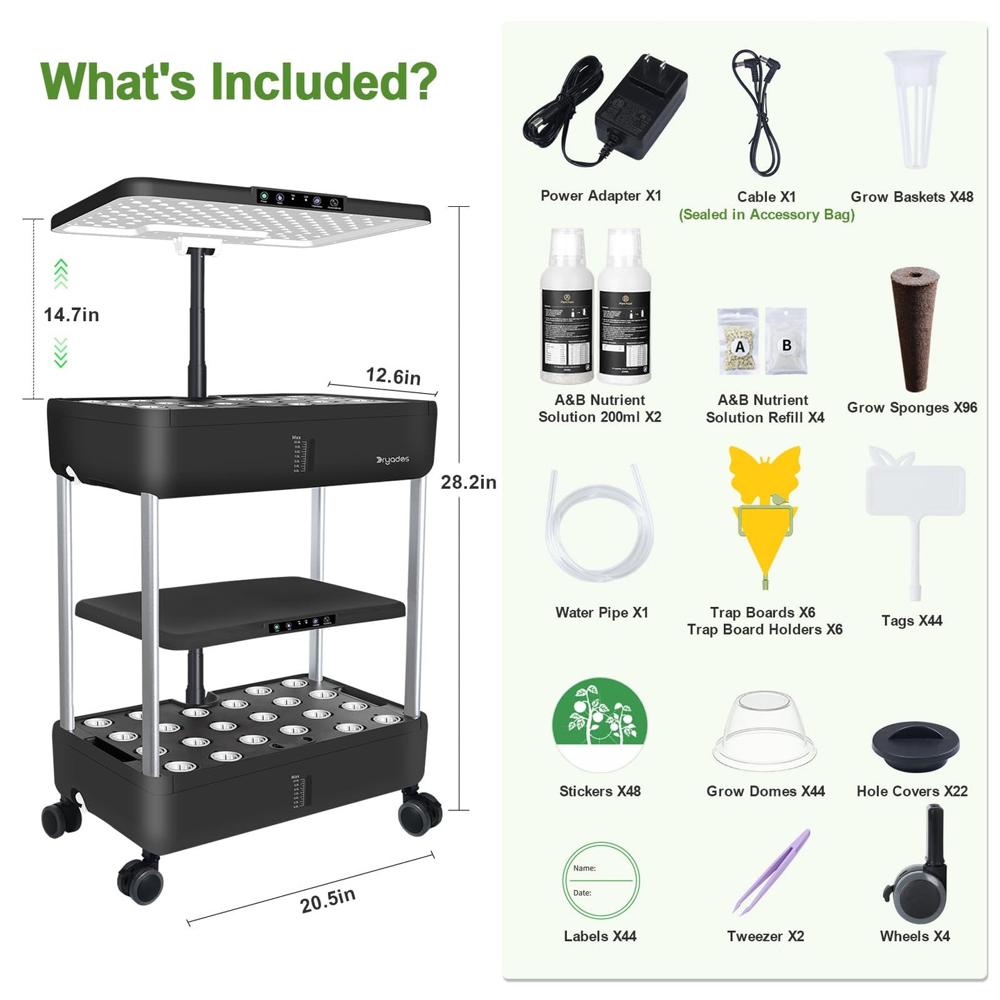 Hydroponics Growing System Indoor Garden - DRYADES Herbs Garden Kit Indoor with LED Grow Light Grow Anything Plants Germination Kit (No Seeds) Harvest Vegetable Lettuce for Home Kitchen (44 Pods)