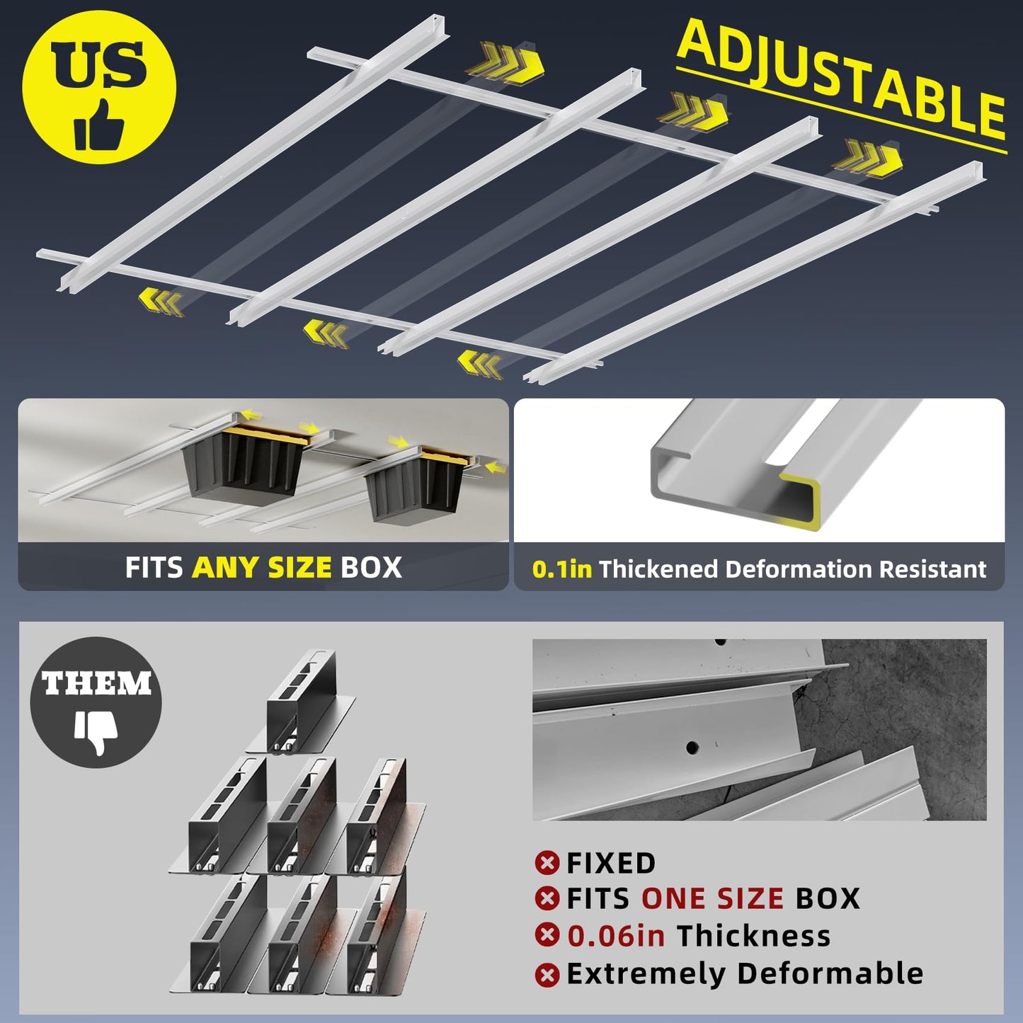 Mokemok Overhead Garage Storage Rack Extra Large-Organizes Up to 15 Tote Bins 0.1-inch Thickened Heavy Alloy Steel Garage Tote Storage System with Adjustable Rails-Ceiling Storage Rack