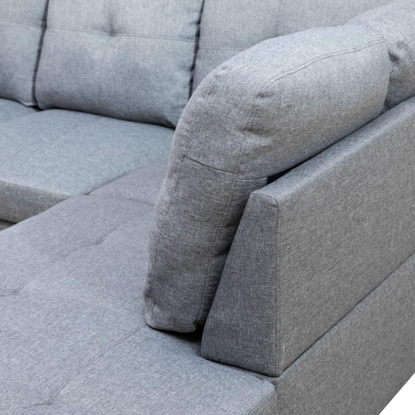 UOCFYK Sectional Sofa Couch with Right Chaise, Linenl L Shaped Couches for Living Room, Office, Apartments, Small Space, Grey