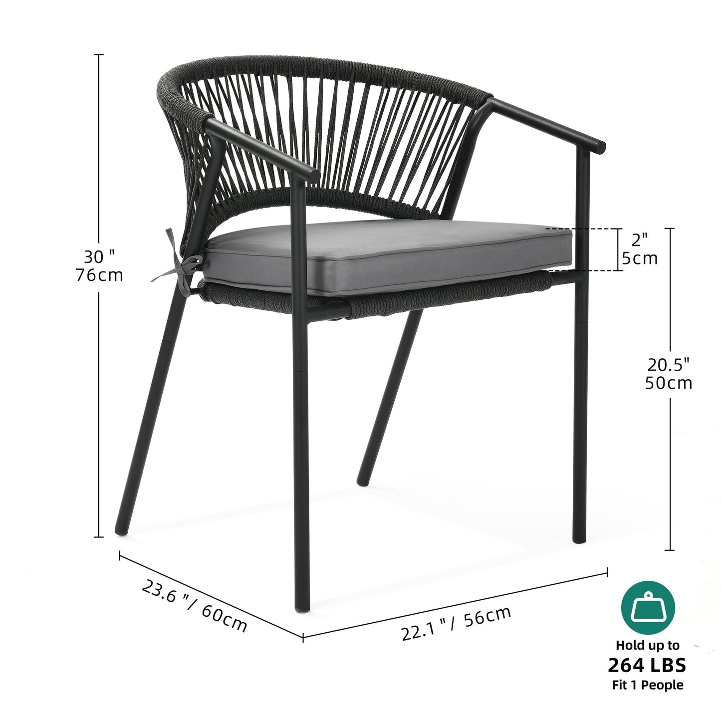 YITAHOME Outdoor Dining Chairs Set of 6 with Cushion, Stacking Chairs Set of 6 All-Weather Outdoor Chair Wicker Patio Armchairs Bistro Chairs Set Rattan Chairs Set for Garden Backyard Poolside