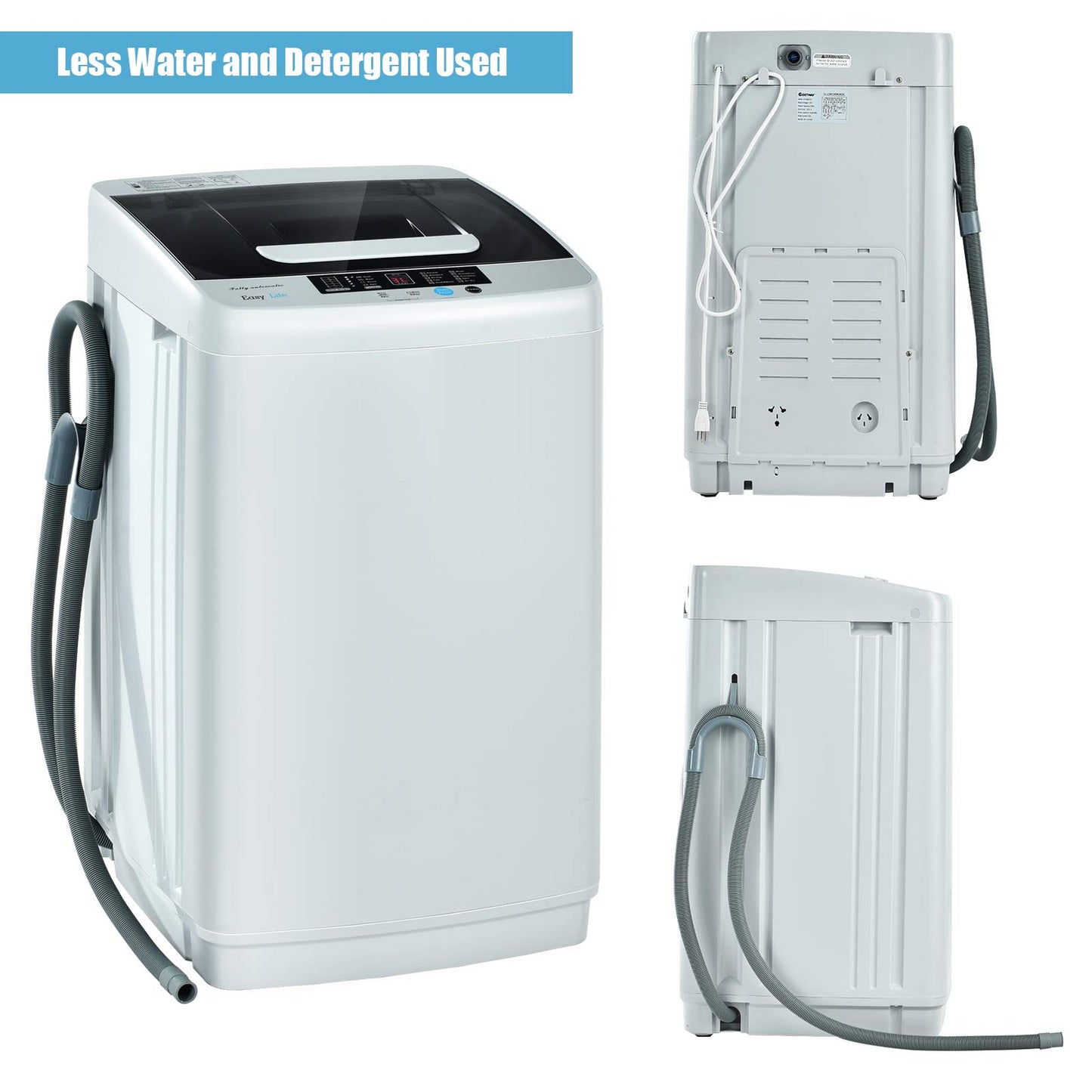 Giantex Full Automatic Washing Machine, 2 in 1 Portable Laundry Washer, 8.8lbs Washer and Spinner Combo, 1.04 cu.ft 10 Programs Built-in Drain Pump, Energy Saving Top Load for Apartment Dorm