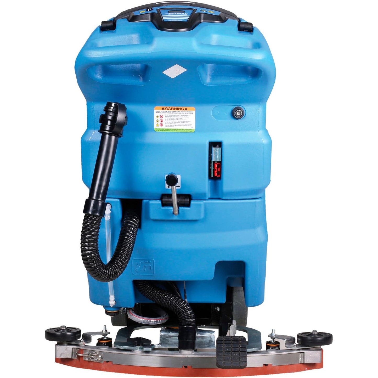 Global Industrial Commercial & Industrial Auto Walk-Behind Floor Scrubber, 20" Cleaning Path, Battery Powered, 15 Gallon Solution Tank, 17 Gallon Recovery Tank