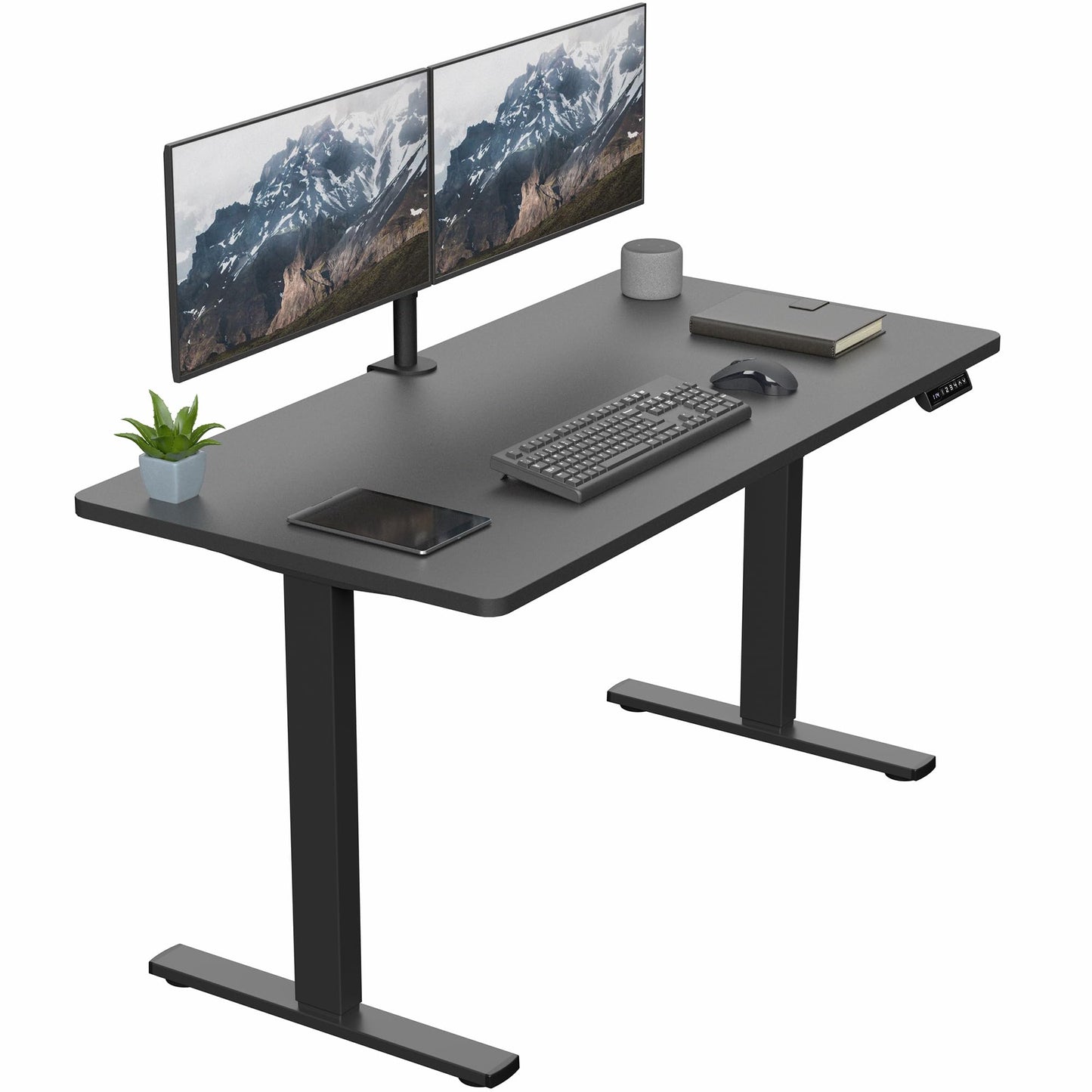 VIVO Electric 55 x 28 in Standing Desk, Memory Height Adjustment, 1B Series, Holds 220 lbs, One-Piece Black Top, Black Frame, DESK-KIT-1B55B