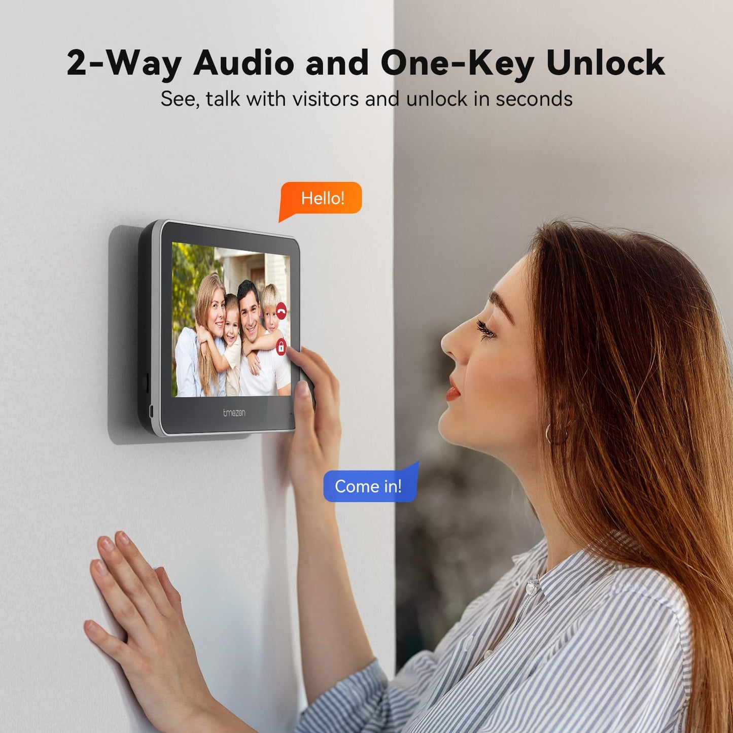 Tmezon Wireless Video Doorbell with Camera and Monitor WiFi Doorbell Intercom System, 1080P Camera with Monitor, Video Door Phone 7''Touch Screen, Motion Detection, No Monthly Fees, Tuya APP 2.4G/5G