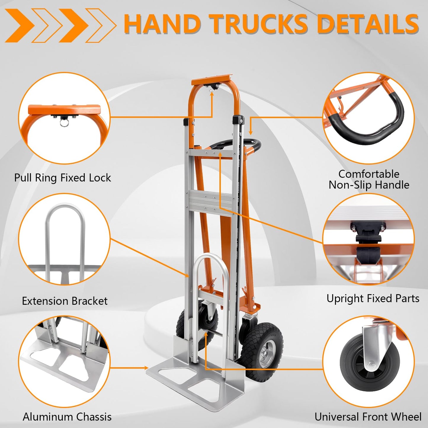 4 in 1 Convertible Hand Truck 1000LBS, Aluminum Folding Dolly Cart, SST Heavy Duty with Pneumatic Wheels & 4-Mode Switching for Moving, Warehouse, Construction, 51" Platform
