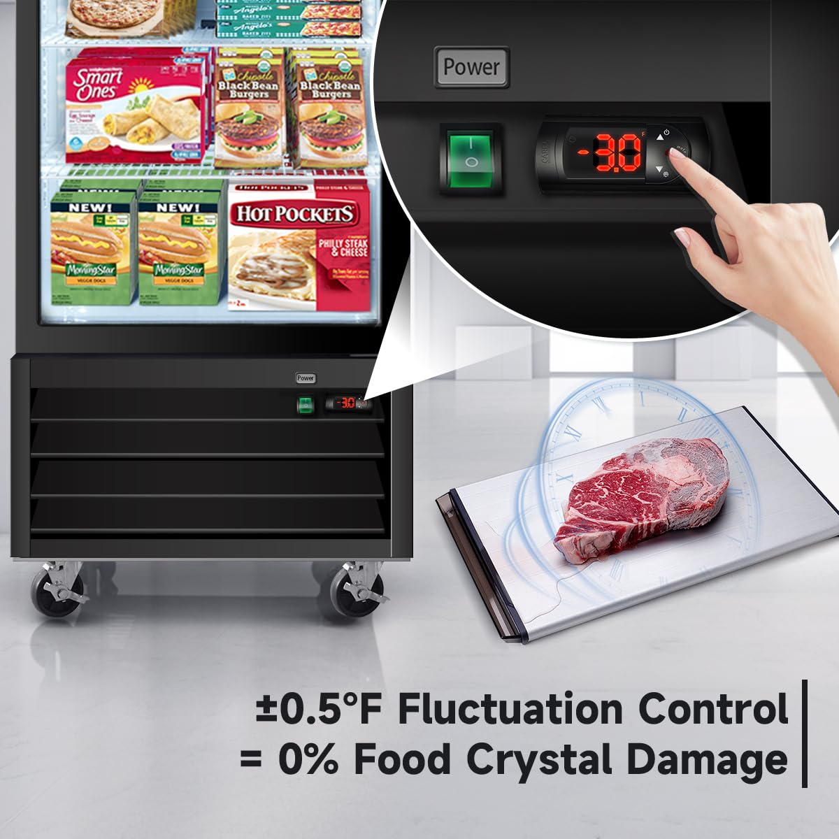 18 Cu.Ft Commercial Merchandiser Freezer,Commercial Display Freezer with Glass Door,Upright Freeze Storage w/Auto Defrost, ETL Certified, -8 to -1℉,for Supermarkets,Ice Cream,Black