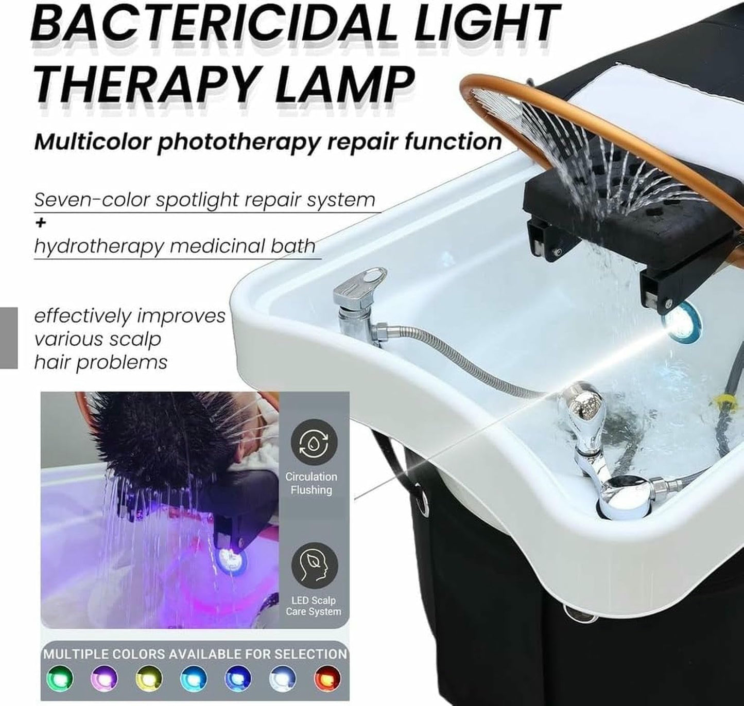 BTOIASYHF Massage Bed with Shampoo Bowl - Professional Head Spa Equipment for Beauty Salons, Adjustable Backwash Unit, Beauty Bed