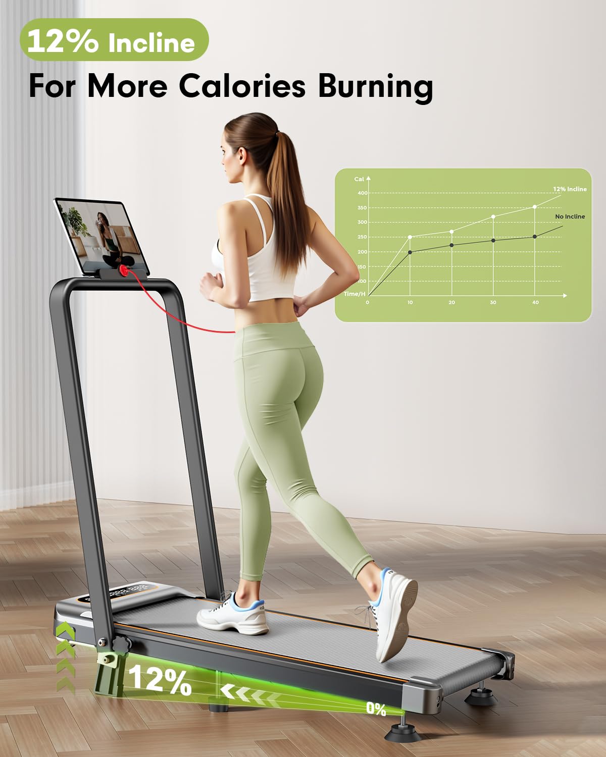 Walking Pad with 8% Incline Walking Treadmill Pad with APP