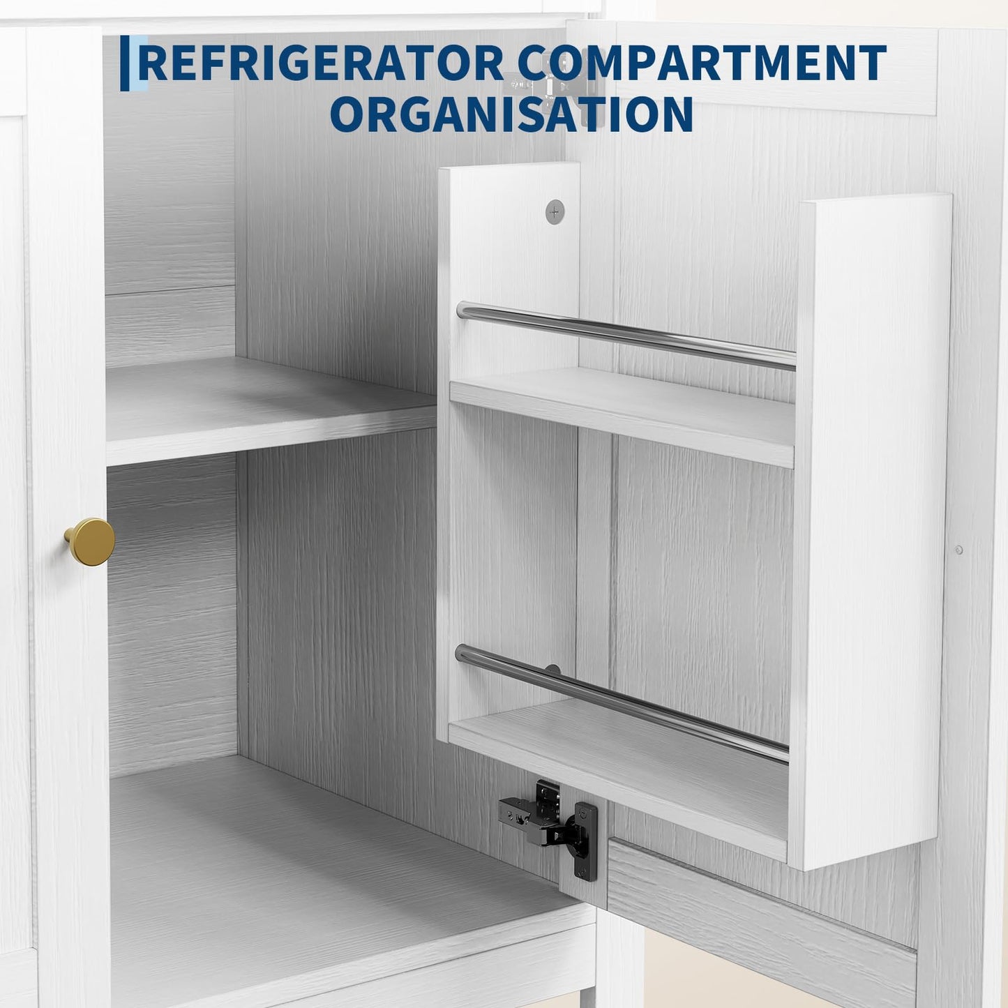 GarveeHome 73" Tall Arched Pantry Cabinet with 1 Drawer, 3-Tier Bookshelf, Bookcase, Kitchen Storage Cabinet with Doors and Adjustable Shelves, for Dining Room and Livingroom