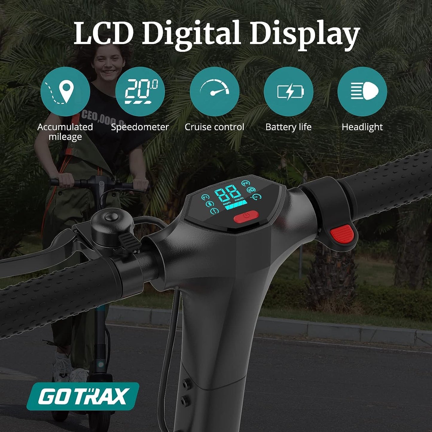 Gotrax XR ELITE MAX Electric Scooter -10" Pneumatic Tires, Max 20 Miles Range, 20 Mph Speed Power by 350W Motor, Large Digital Display and Cruise Control for Foldable Commuter E-Scooter for Adult