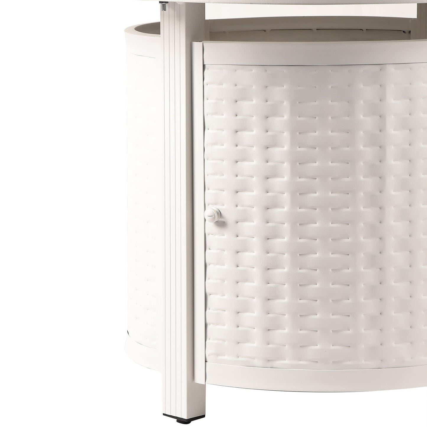 Oakland Living Round 34 in. x 34 in. Aluminum Propane Fire Pit Table with Glass Beads, Two Covers, Lid, 37,000 BTUs in White Finish