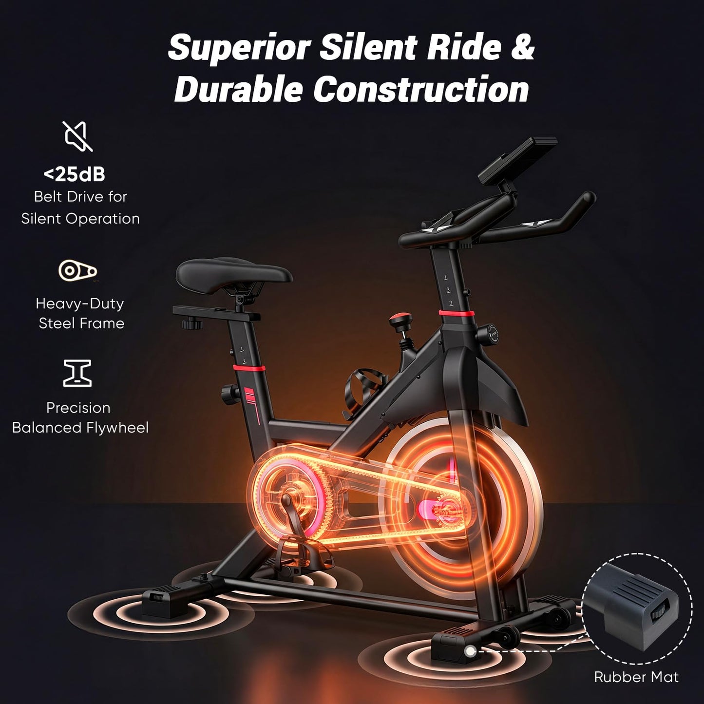 OLIXIS Exercise Bike with APP Control, Brake Pad Stationary Bikes with Quiet Magnetic Resistance, Indoor Cycling Spin Workout Bike with 300.0 lbs Weight Capacity, Classic Red