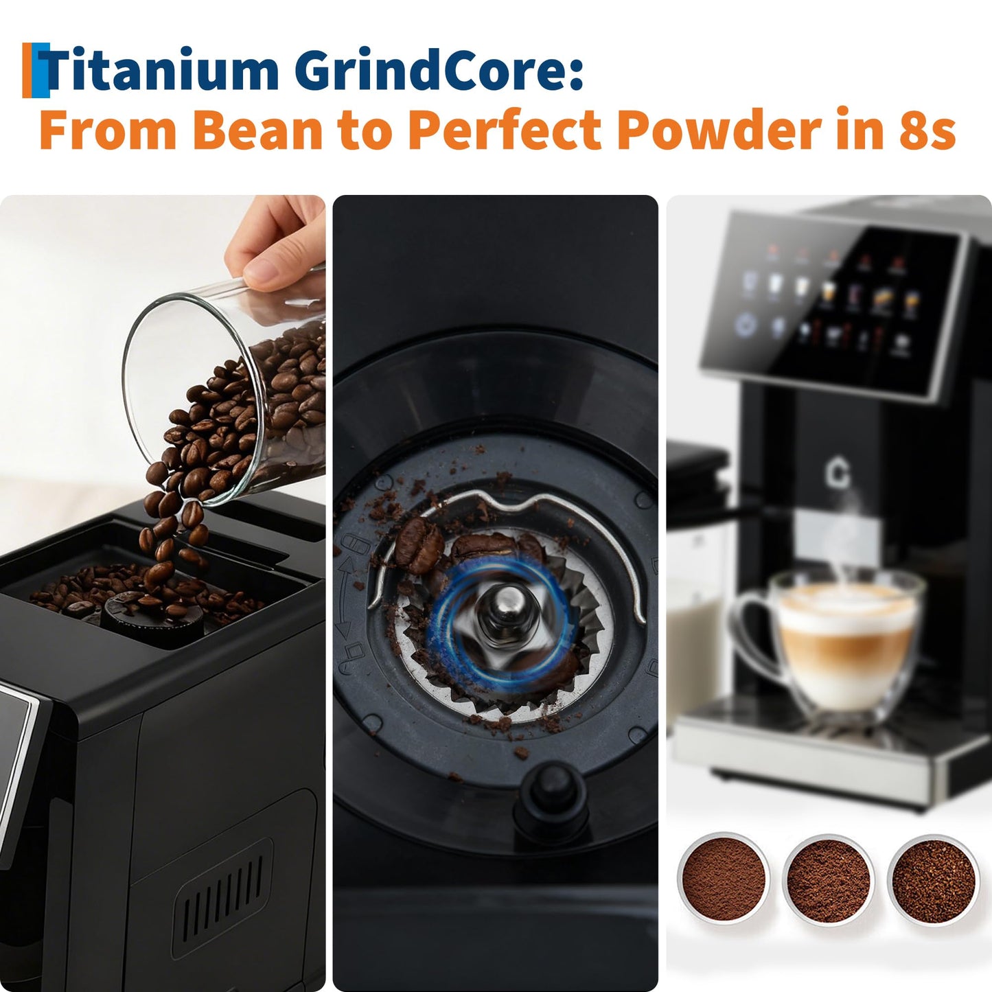 3rd-Gen Espresso Coffee Maker with Milk Frother - Removable Brewer/Grinder, Adjustable Coarseness/Flavor, 3-Level Coffee/Milk Volume, Detachable Milk Tank for Home Baristas, Black Spray Paint