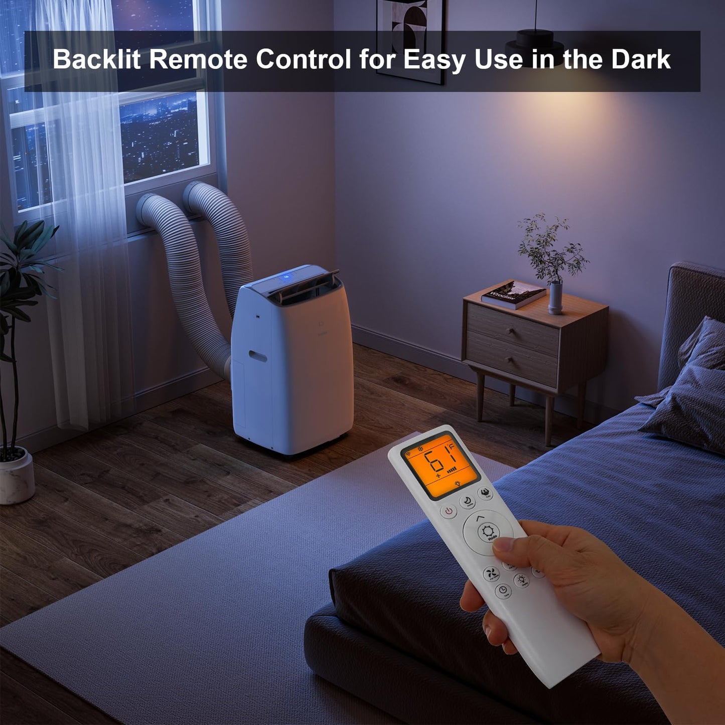 Gasbye Dual Hose Portable Air Conditioner, [2026 Upgraded] Full DC Inverter Compressor, Energy-Saving 13.6 CEER, Low Noise (45dB), Cools Room up to 500 Sq.Ft., Backlit Remote Control, 14,000BTU, White