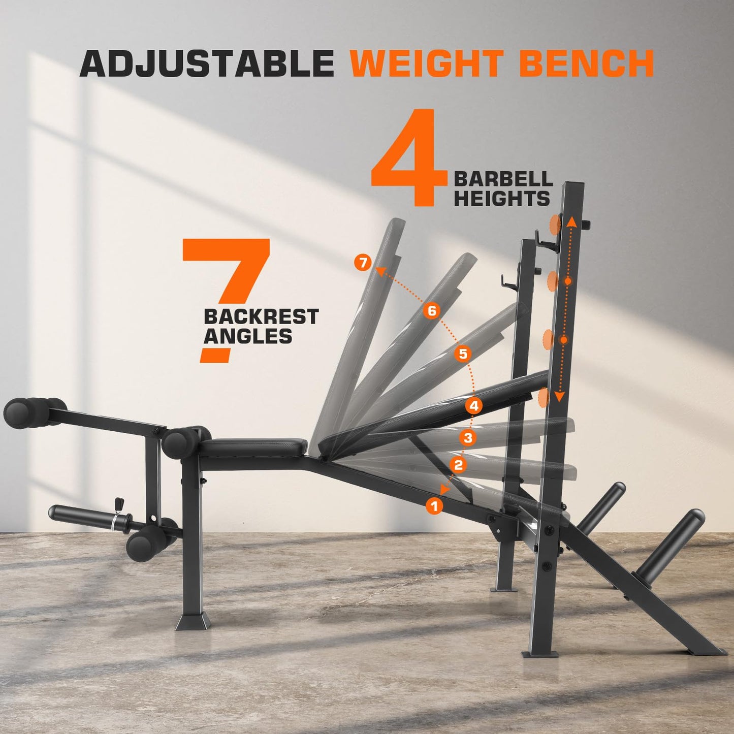 ANCHEER Weight Bench, 3 Sec Foldable Workout Bench with Squat Rack Leg Extension & Leg Curl, 900LBS Adjustable Bench Press for Home Gym, Standard Strength Training Bench (Obsidian)