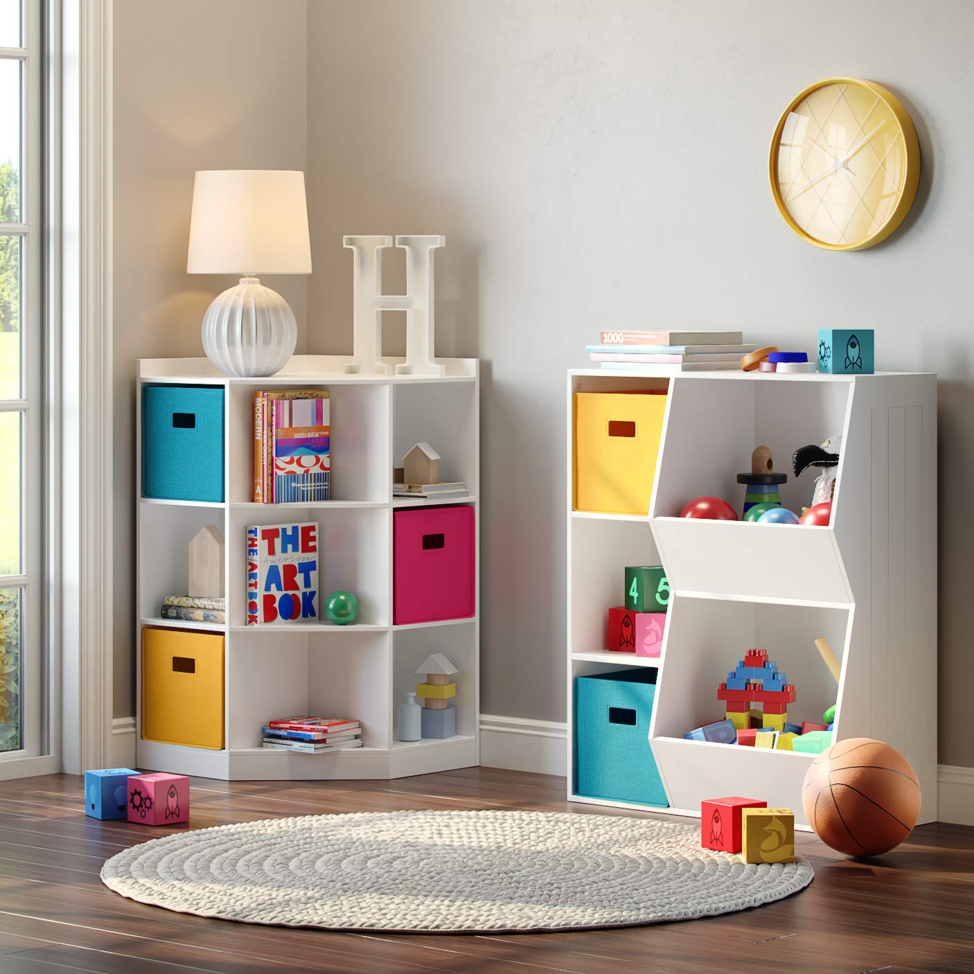 RiverRidge Home 6-Cubby, 3-Shelf Corner Cabinet for Kids, White