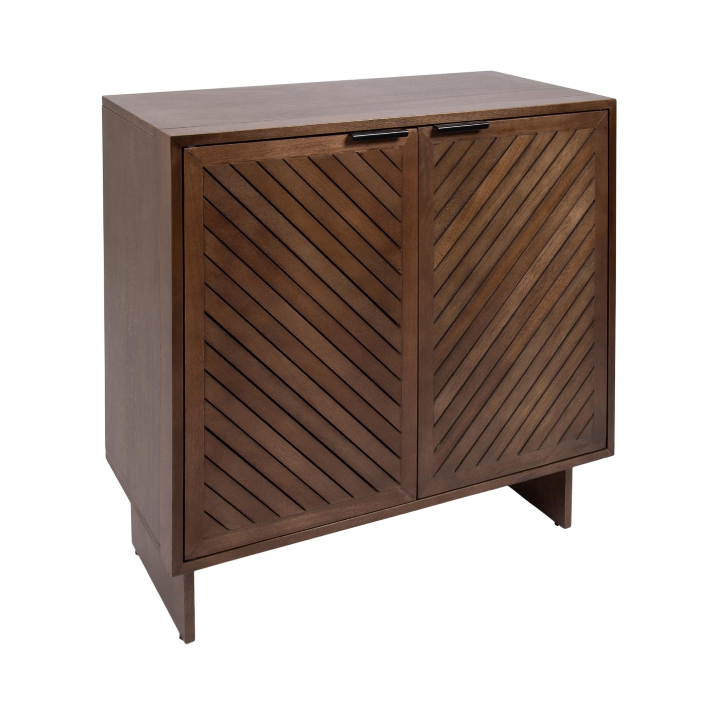 Kate and Laurel Mezzeta Modern Two-Door Chevron Slatted Wood Floor Storage Cabinet, 30 x 15 x 30, Natural Wood, Transitional Living Room TV Stand for Sideboard Buffet Cabinet or Bar Storage Buffet