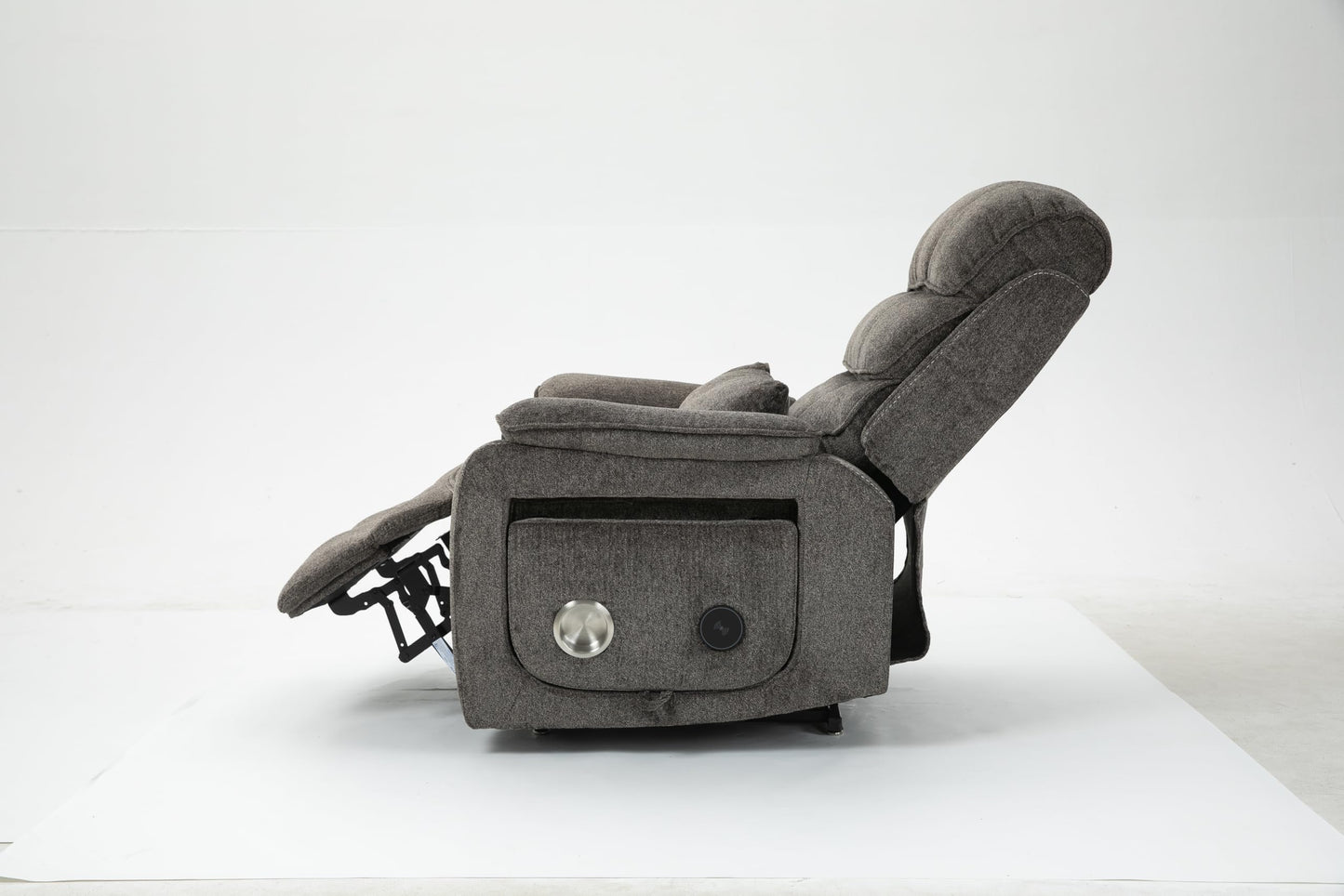 GDFStudio Oversized Power Lift Recliner Chair with Heat Massage Wireless Charging 180 Degree Lay Flat Electric Reclining Sofa with Cup Holder and Dual Remote Control, Light Brown