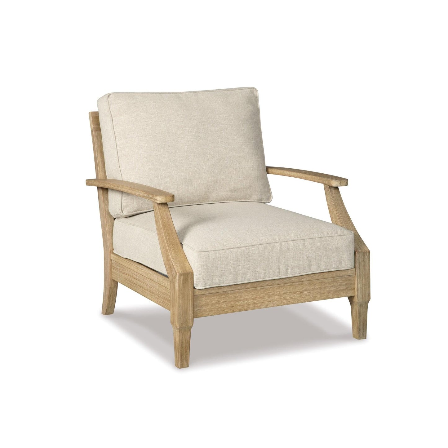 Signature Design by Ashley Clare View Outdoor Lounge Chair, All-weather Foam Cushion, Protective Finish, Eucalyptus Wood , 30" W x 35" D x 32" H, Beige