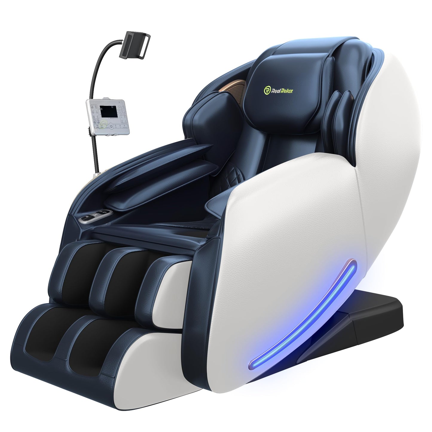 Real Relax Massage Chair Full Body with Unique Phone Controller,Heart and Blood Measurement, Zero Gravity 3D SL-Track Recliner with APP Control, Child Lock,Pause Button, Back Pad, Favor-06, Blue
