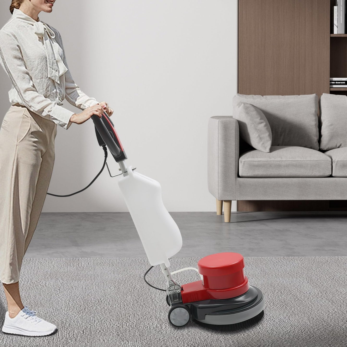 1100W Electronic Floor Cleaning Machine,Commercial Floor Cleaner Machine, Multi-Purpose Carpet Cleaning Machine for Home,Floor Scrubber & Polisher, Large Water Tank, 39-Foot Long Cord