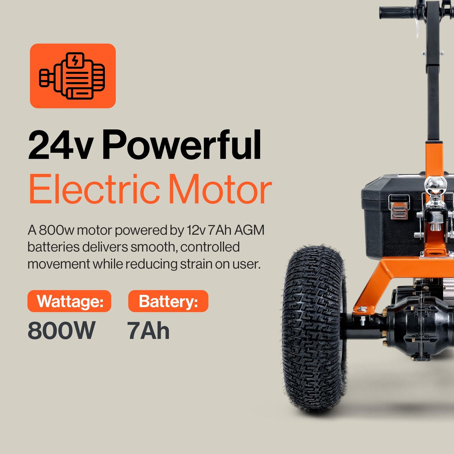 SuperHandy Electric Trailer Dolly – 2800 lbs Max Trailer Weight, 450 lbs Tongue Weight, 24V 800W Motor, Heavy Duty Jack Lever with 2" Ball Mount, 24V 7Ah Battery Powered for Commercial Use