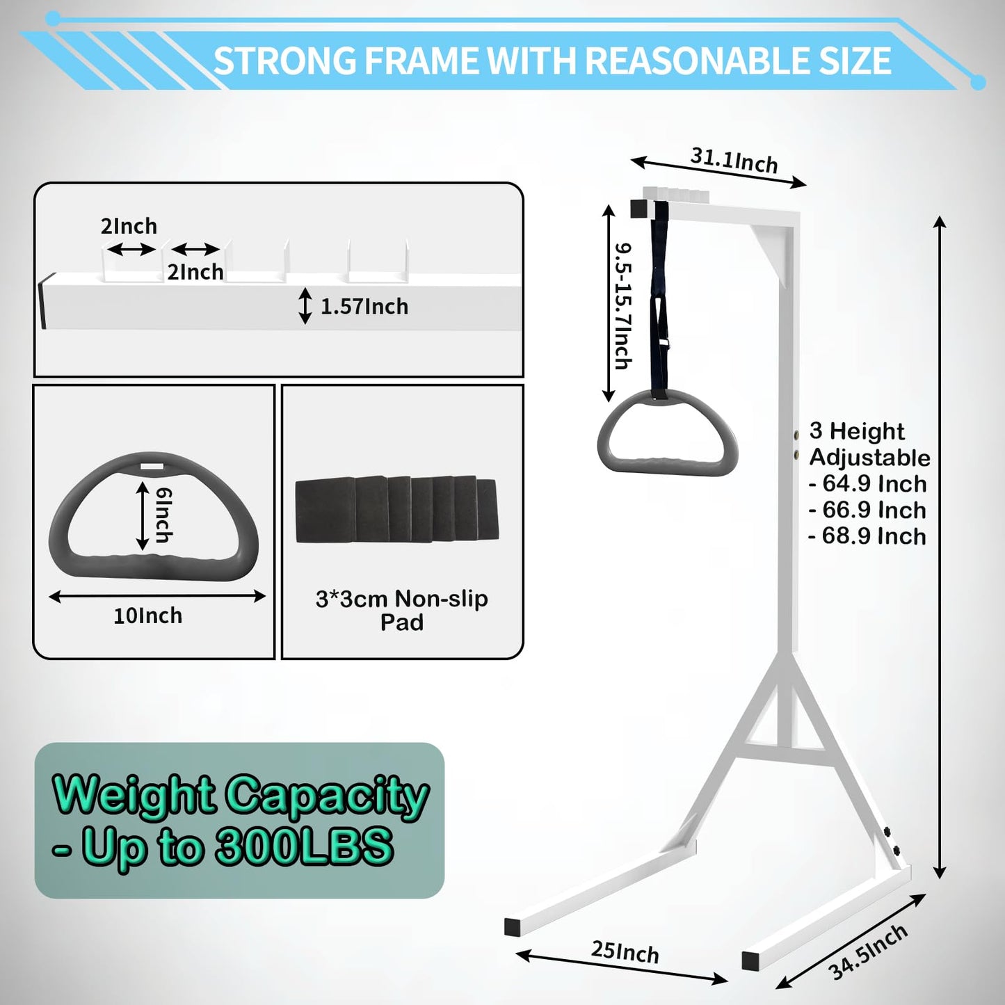 Bed Trapeze, Trapeze Bar For Bed Mobility Patient Aid Hospital Bed Triangle Pull Up Floor Stand Bar Heavy Duty Bed Trapeze For Elderly Assist Aid Quality Materials, Easy to assemble, Works very well.
