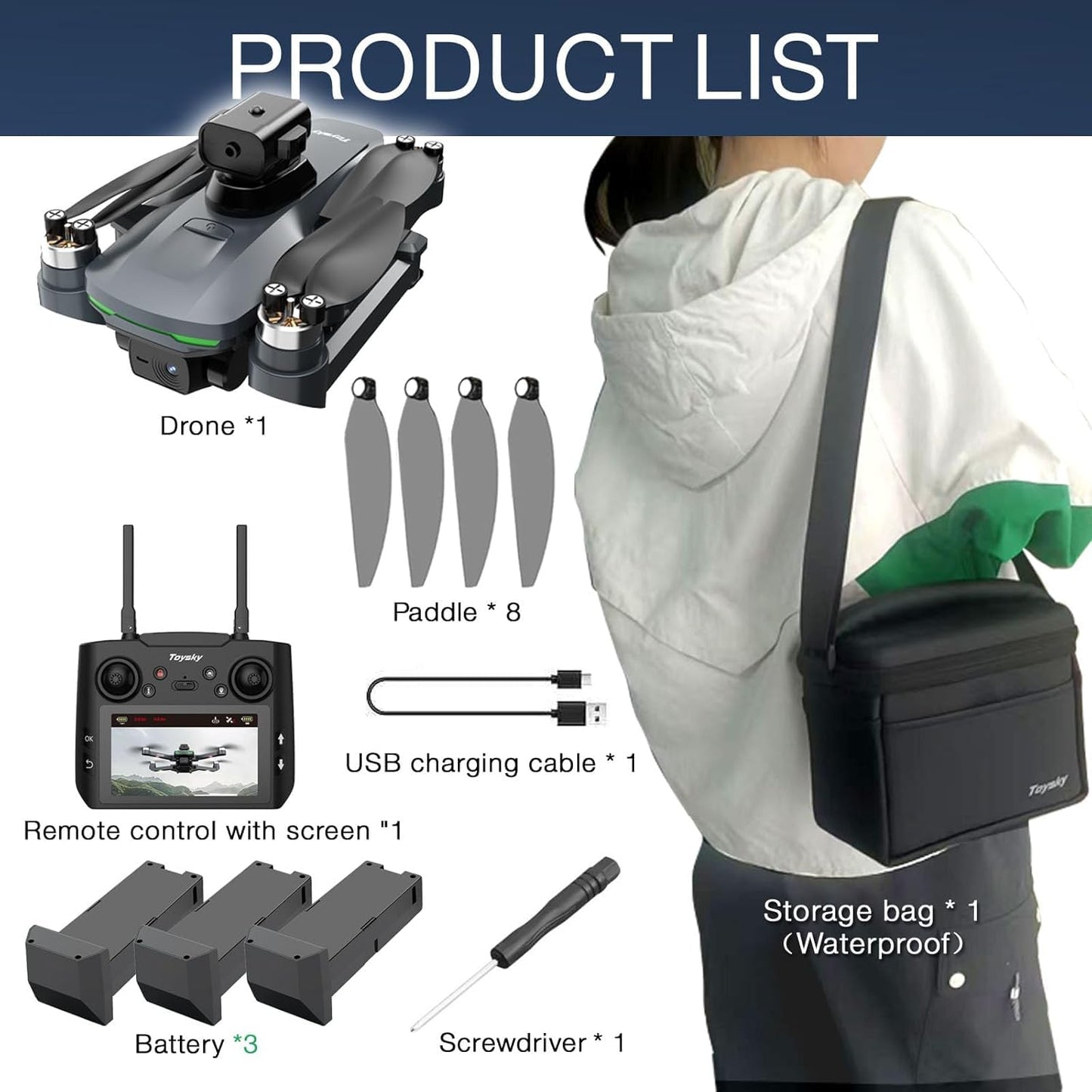 Mcokoe GPS Drones with Camera for Adults 4K，Remote Controller with Screen,Brushless Motor FPV，Under 249g，46Mins Flight，Foldable Drone for Adults Beginners.
