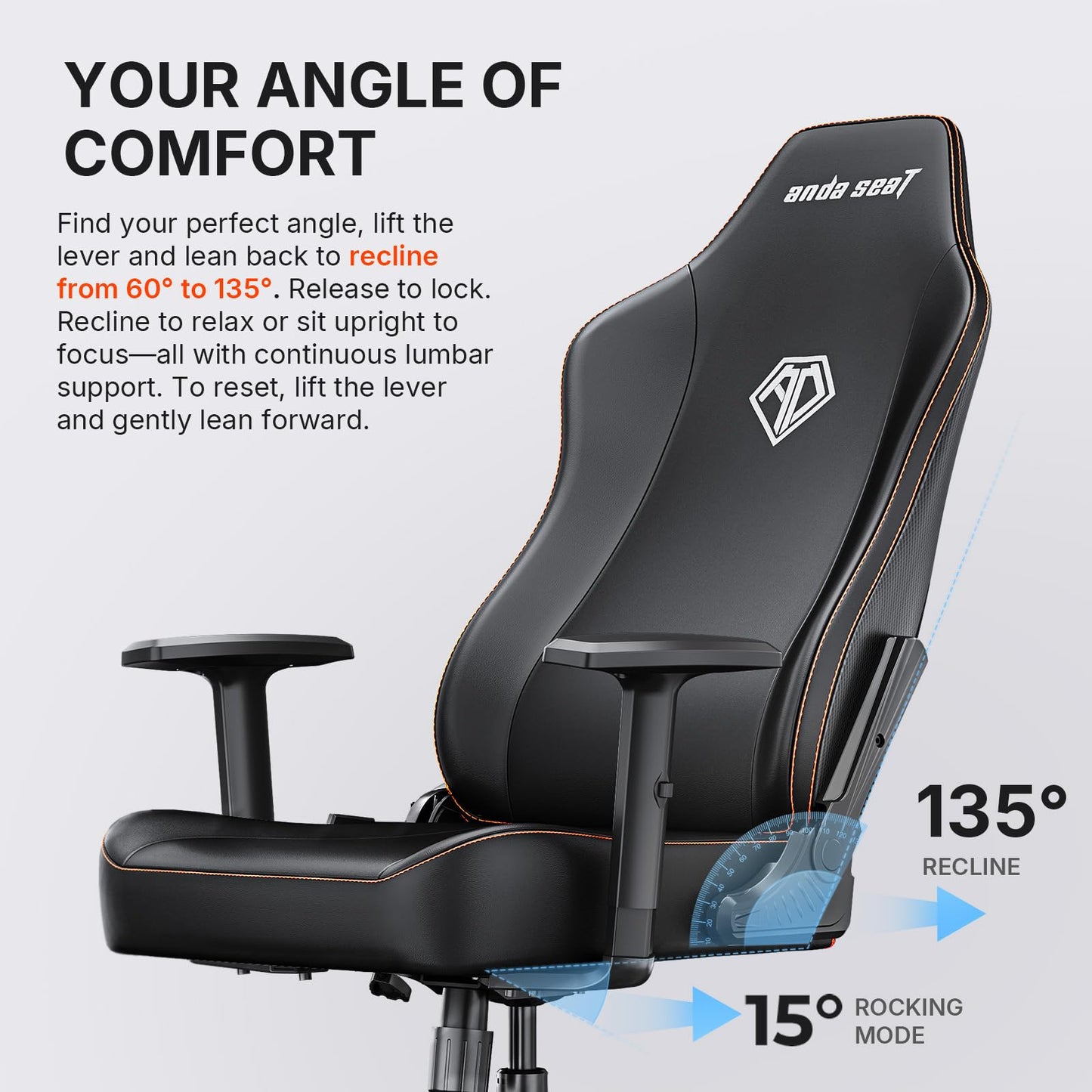 Anda Seat MANA Gaming Chair for Adults - Ergonomic Black Leather Game Chairs with Adjustable Armrest, Comfortable Office Chair with Lumbar Support, Heavy Duty Wide Computer Seat for Home & Work