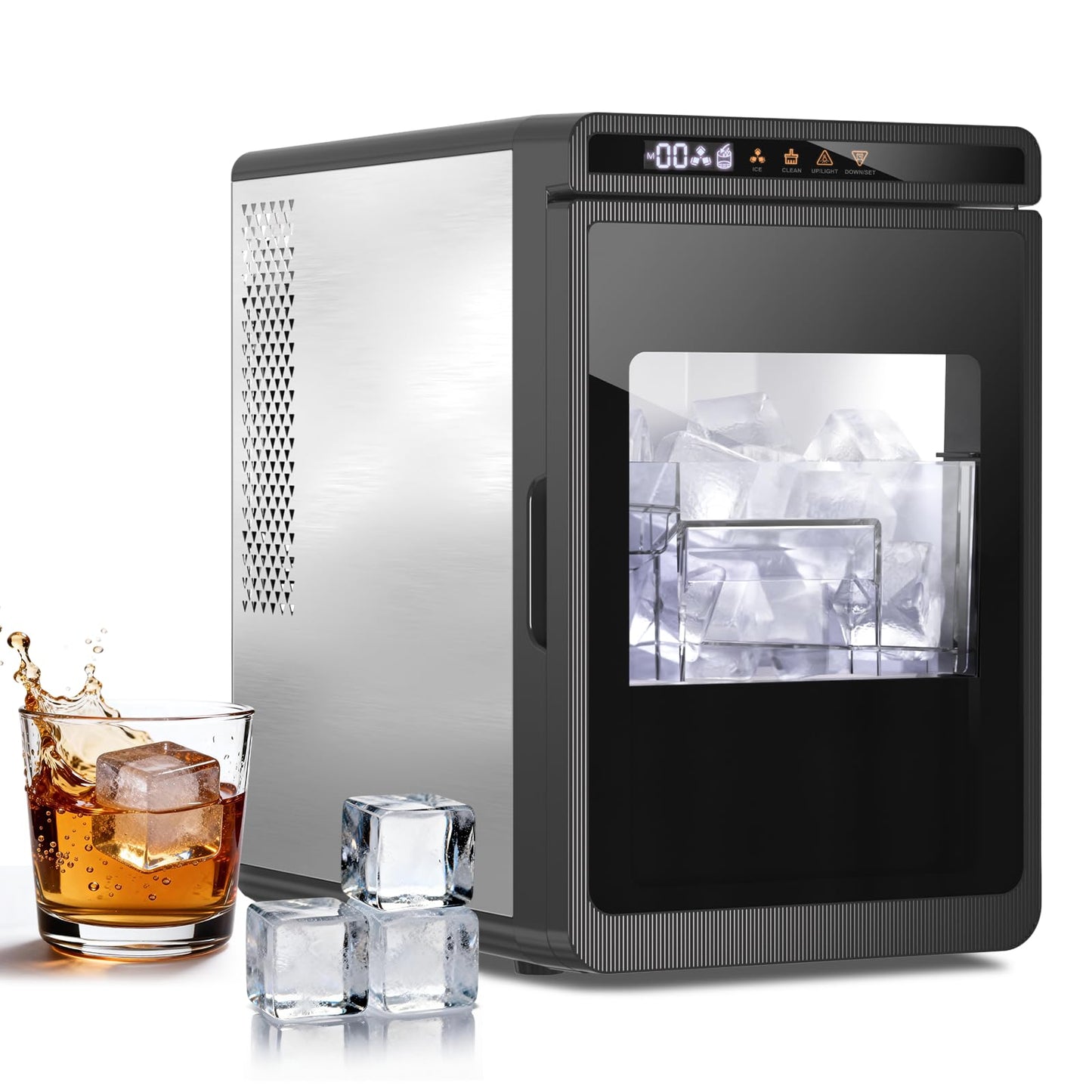 ICEPURE Clear Ice Cube Maker Portable Countertop, 3Pcs/20 Mins, 1.6" Crystal Ice Cube, 22lbs/24H, ETL Certification, Self-Cleaning, 24 Timer, Compact Ice Cube Machine for Whiskey, Cocktails, Bourbon